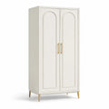 Armadio a due ante in MDF con maniglie in metallo e gambe dorate, 180 cm x 80 cm x 45 cm
