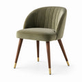 Sedia da pranzo in velluto verde con gambe in legno