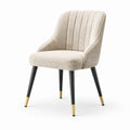 Sedia in tessuto bouclé beige con gambe in metallo nero e dorato