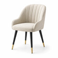 Sedia da pranzo in tessuto di poliestere beige con gambe in metallo nero e oro