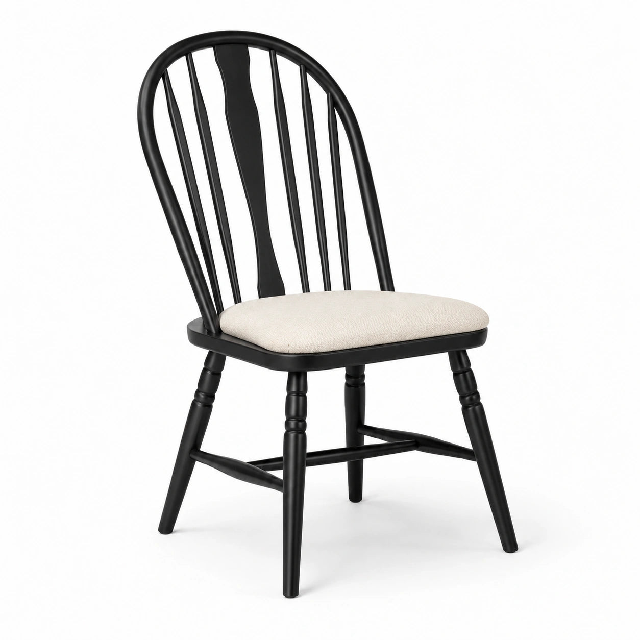Sedia da pranzo in legno con seduta in tessuto beige