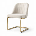 Sedia in tessuto poliestere beige con struttura in metallo dorato