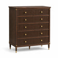 Cassettiera in legno marrone con manopole in ottone 6 cassetti
