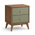 Comodino con 2 cassetti in legno e MDF verde