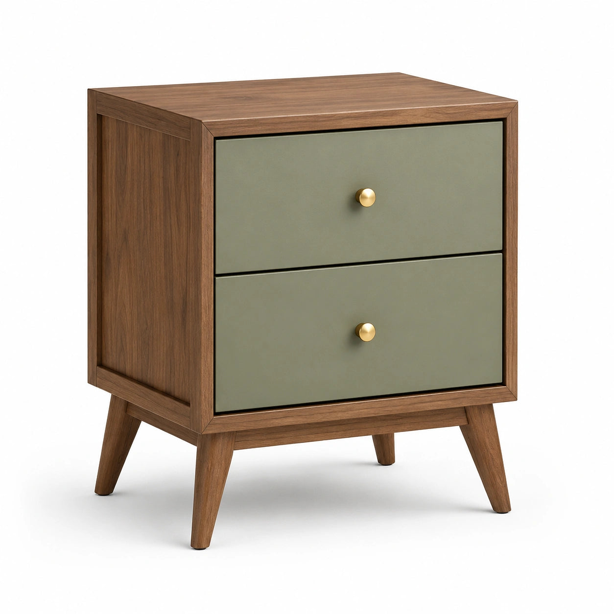 Comodino con 2 cassetti in legno e MDF verde
