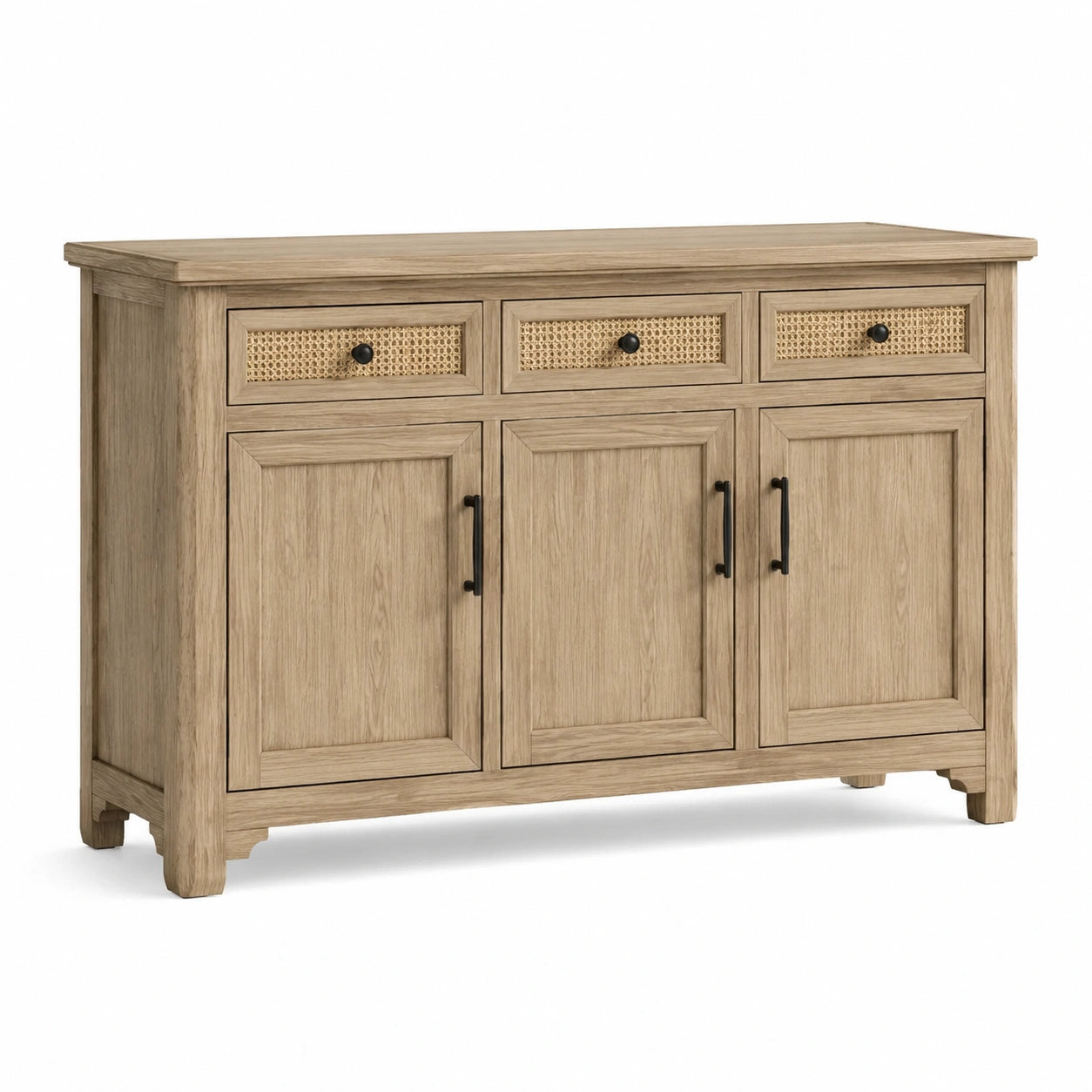 Credenza in legno e rattan marrone chiaro