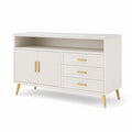 Credenza in MDF con cassetti e ante, maniglie dorate 120x40x80 cm