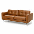 Divano in pelle marrone con struttura in legno