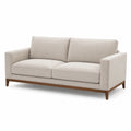 Divano a tre posti in tessuto beige e legno