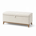 Panca contenitore in tessuto e legno beige
