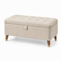 Panca contenitore rettangolare tessuto beige 115x45x45 cm