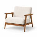 Poltrona in legno e tessuto crema 75x80x70cm