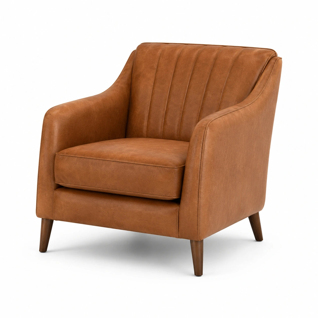 Poltrona in Pelle Sintetica Marrone con Gambe in Legno 75x80x85 cm