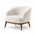 Poltrona Crema Bouclé con Gambe in Legno