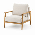 Poltrona in legno e tessuto in poliestere beige