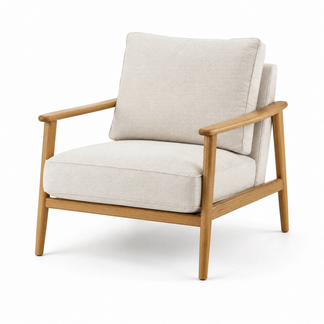 Poltrona in legno e tessuto in poliestere beige