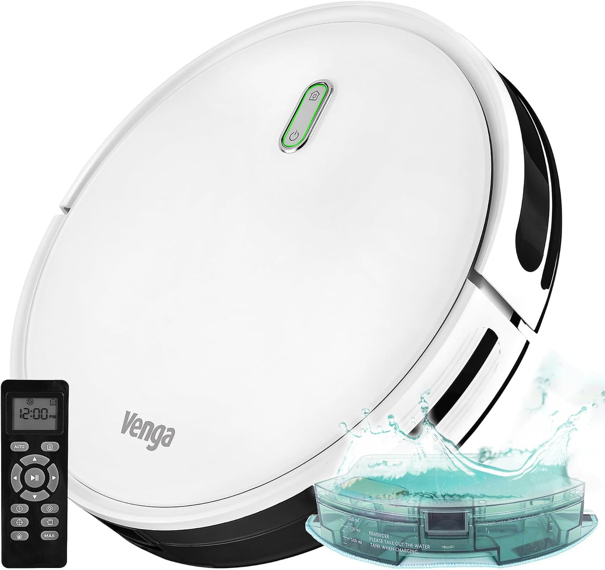 Venga!, Robot aspirapolvere, 300 ml, 1.8 cm, 3000 wh, Bianco, telecomando, filtro HEPA