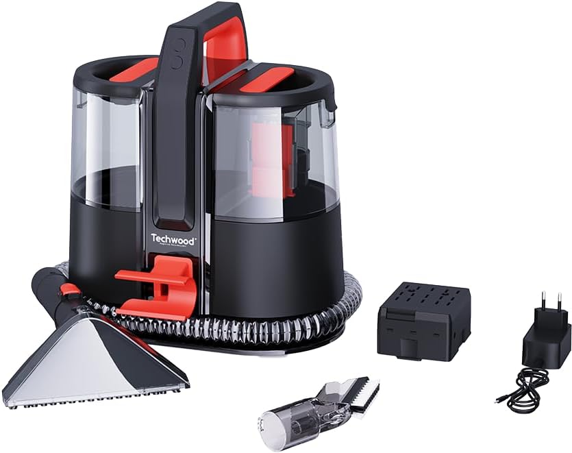 Techwood, Lavatappeti, TAN-8005R, 1,5 L, Nero, 2 in 1