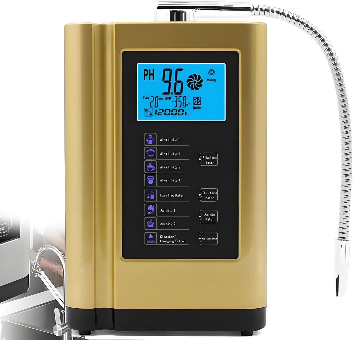 AiODiO, Gasatori d'acqua, 8000 l, 3,8 POLLICI, Oro, autopulizia