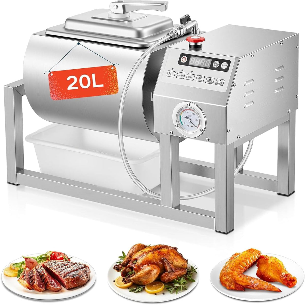 Batticarne, 20 L, 1000 W, 61 × 31 × 43 cm, Argento, acciaio inox
