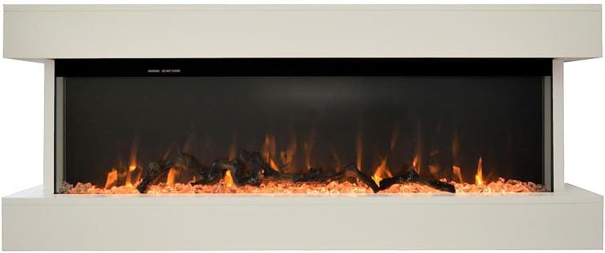 TEMPO STYLE, Camino elettrico, 1500 W, Nero, MDF, illuminazione LED, telecomando, timer