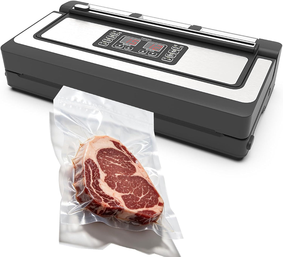 KRYANFEN, Macchine sottovuoto per alimenti, 6 mm, 220 V, 54 × 28 × 13 cm, Nero, acciaio inox
