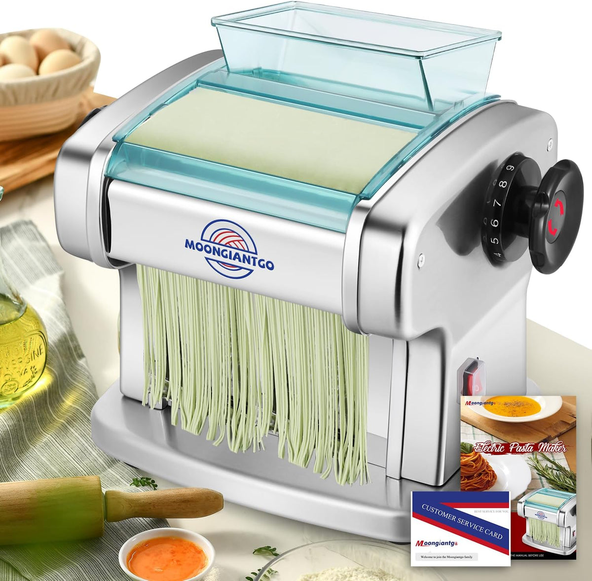 Moongiantgo, Macchine per pasta a mano, 2.5 mm, 4 mm, 5 mm, Argento, acciaio inox