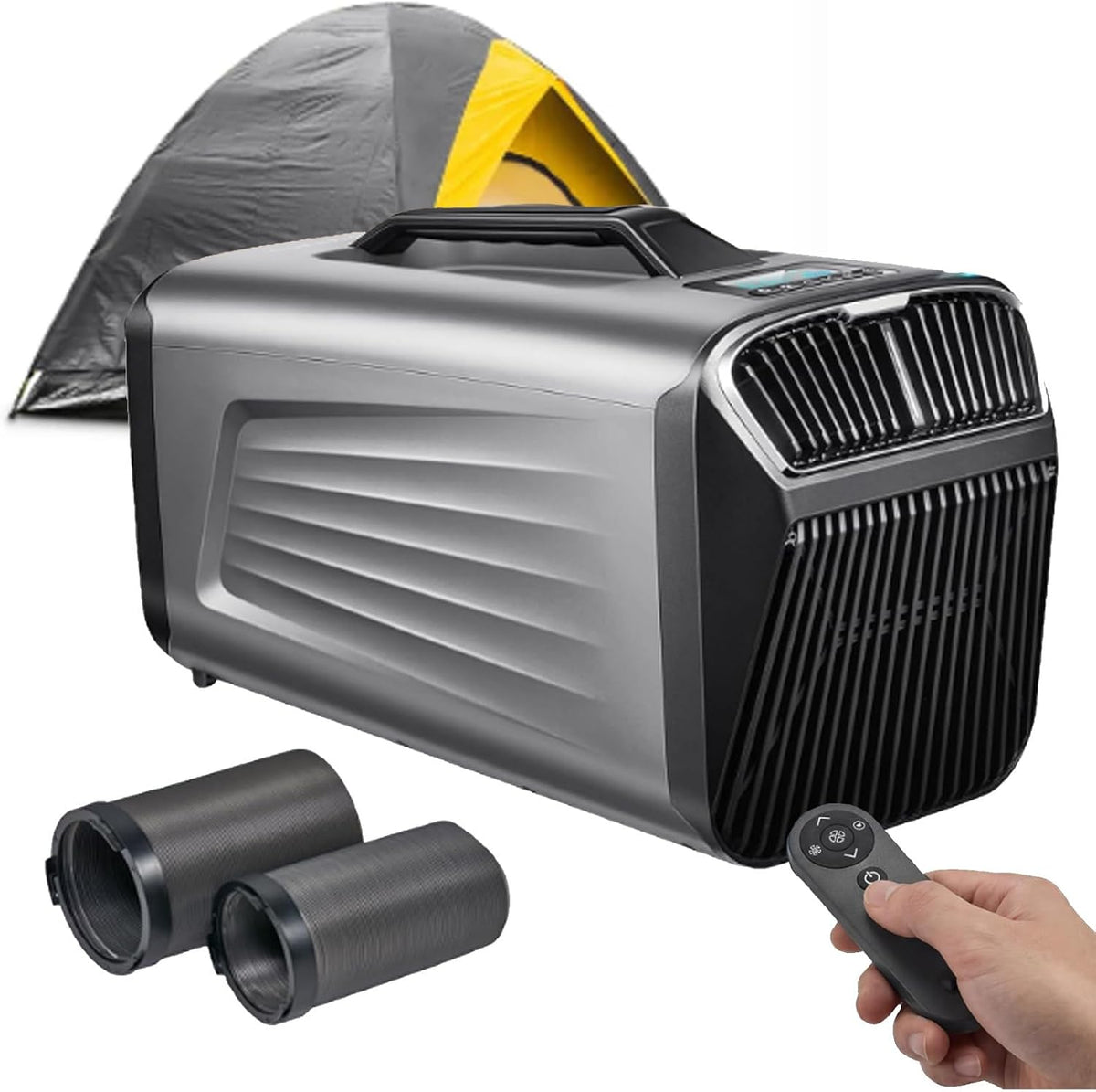 ZyKnaurral, Condizionatore portatile, 12 V, 57,5x28,9x34,9 cm, 5200 BTU, Bianco, telecomando