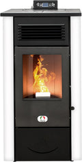 STUFE A PELLET ITALIA, Impianti di riscaldamento a pellet, 12 kW, 120 m, Bianco, Wi-Fi, telecomando