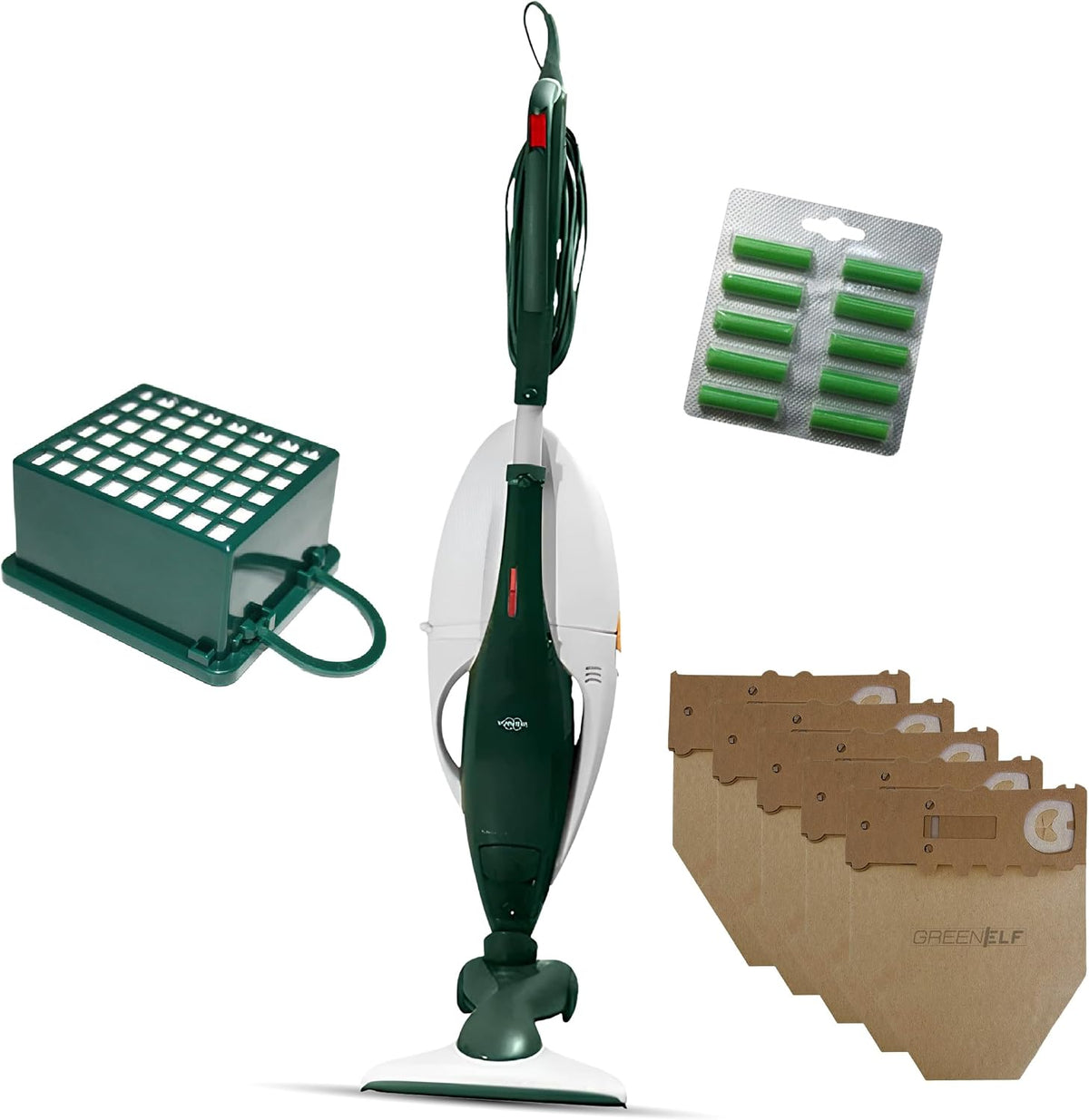 GREENELF, Aspirapolvere verticale, VK131, Nero, filtro HEPA
