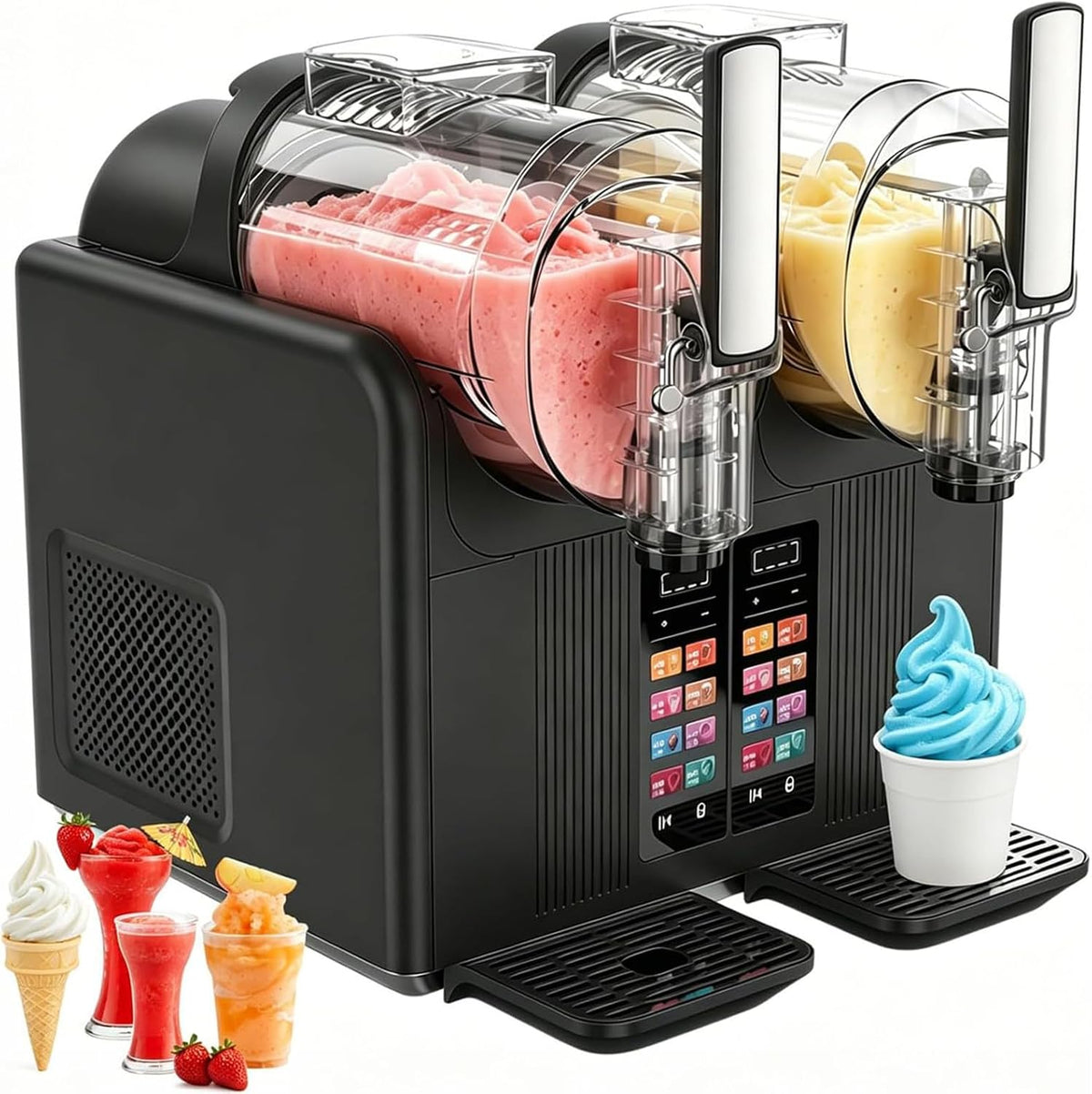 AityBuy, Gelatiera, 398 x 190 x 407 mm, 185 W, 2 litri, Nero, autopulizia