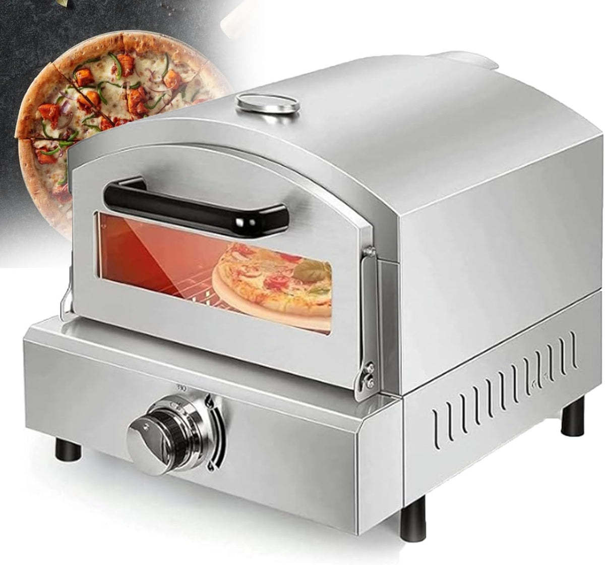 Forno per pizza, URJWAN, 40,5 cm, 3 cm, Argento, acciaio inox