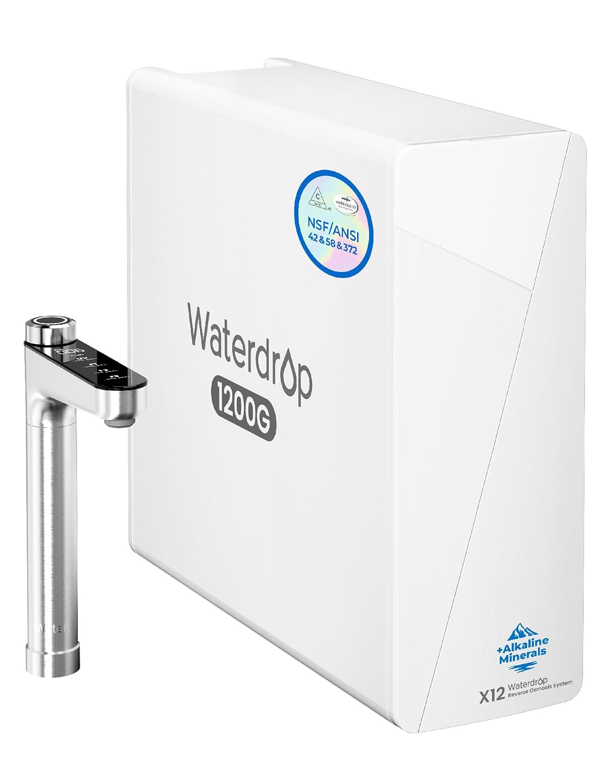 Waterdrop, Filtri sottotop, X12, 1200 G, Nero, illuminazione LED