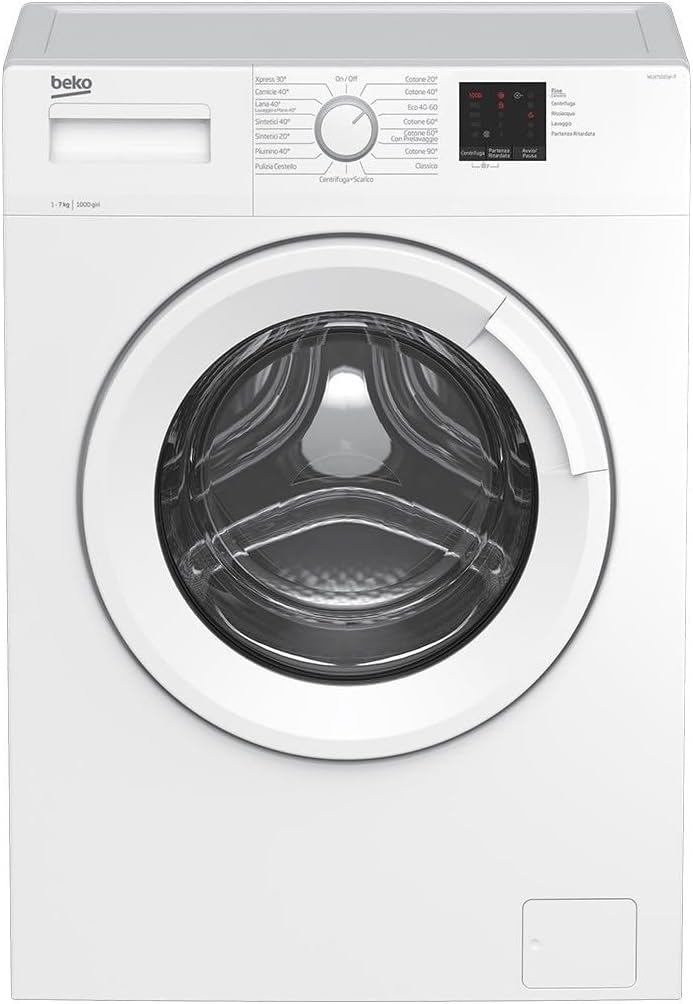 Beko, Lavatrice, WUX71031W-IT, 7 KG, 1000RPM, 1000giri/min, Bianco, acciaio inox, illuminazione LED
