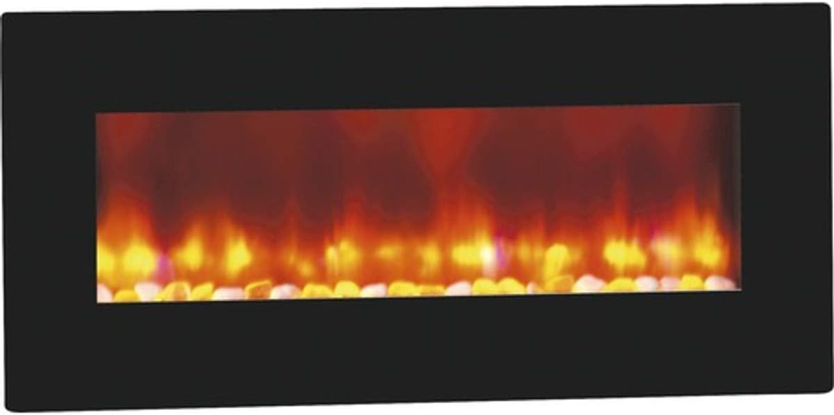 Casa Padrino, Camino elettrico, 98 x 45 cm, 98 cm, 12,5 cm, Nero, illuminazione LED, telecomando