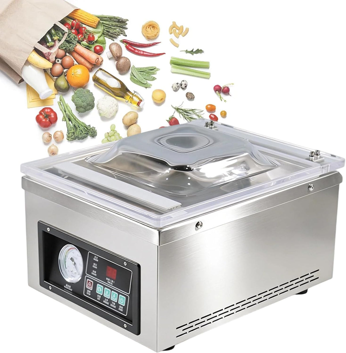Xjymposium, Macchine sottovuoto per alimenti, DZ-260, 370 w, 220 V, 260 mm, Nero, acciaio inox