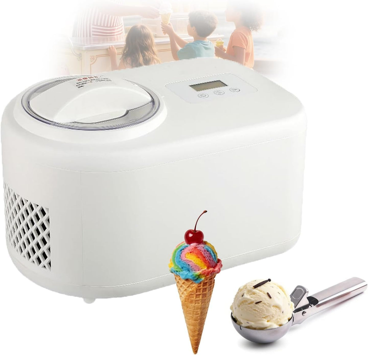 GYKOZY, Gelatiera, 1200 ml, Nero, vano contenitore, timer
