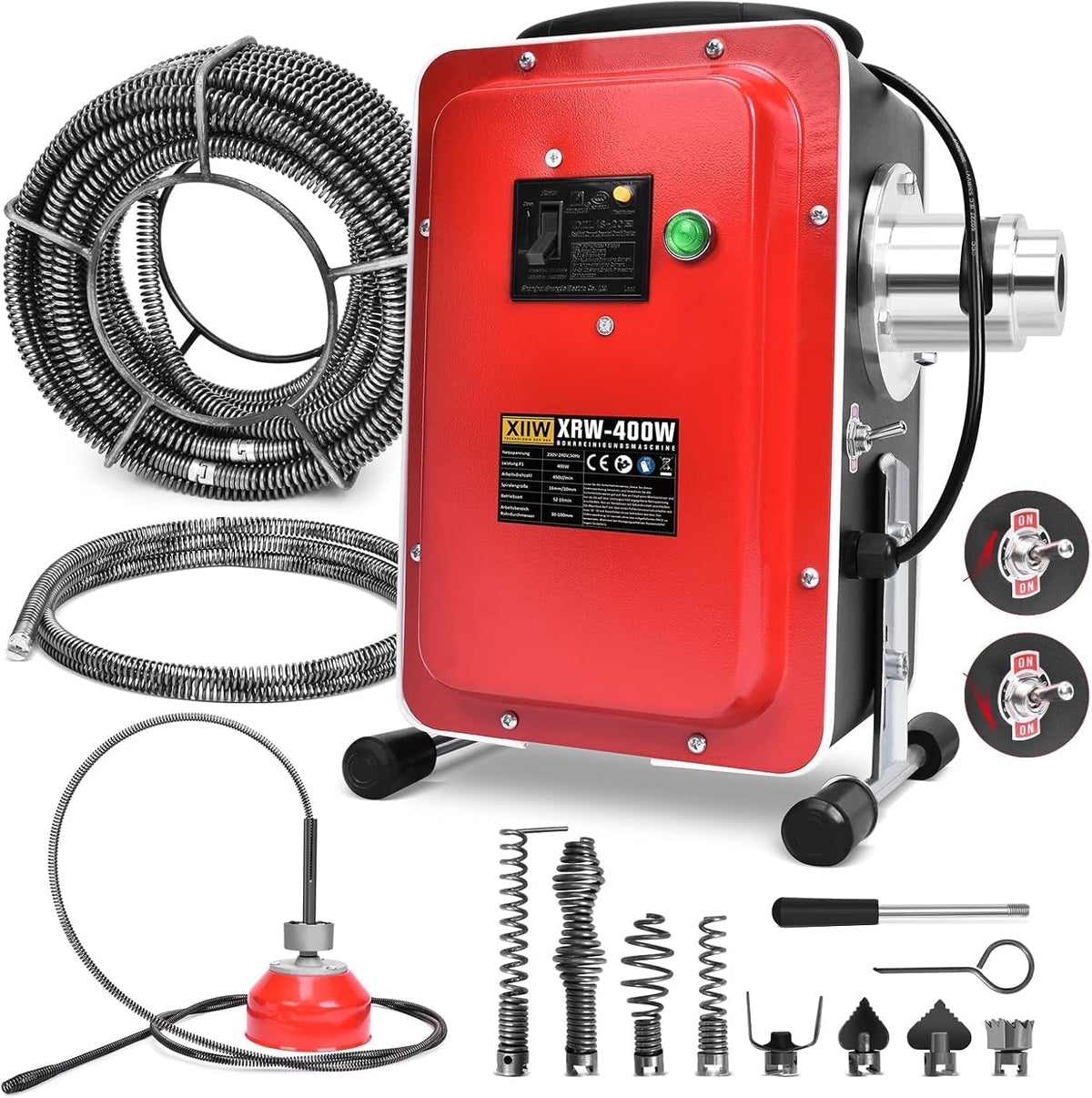 XIIW, Disgorganti per tubature, 400 W, 23,5 m, 100 mm, Argento