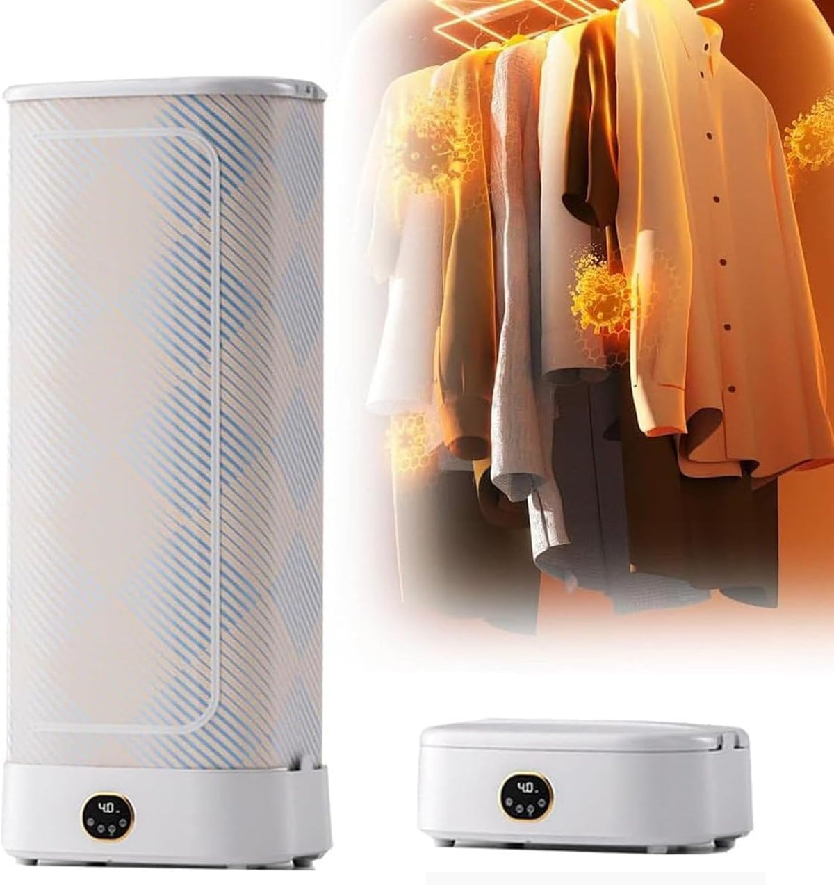 NzEupno, Asciugatrice, 1000 W, 4,1 kg, 15 cm, Bianco, struttura pieghevole, illuminazione LED, timer