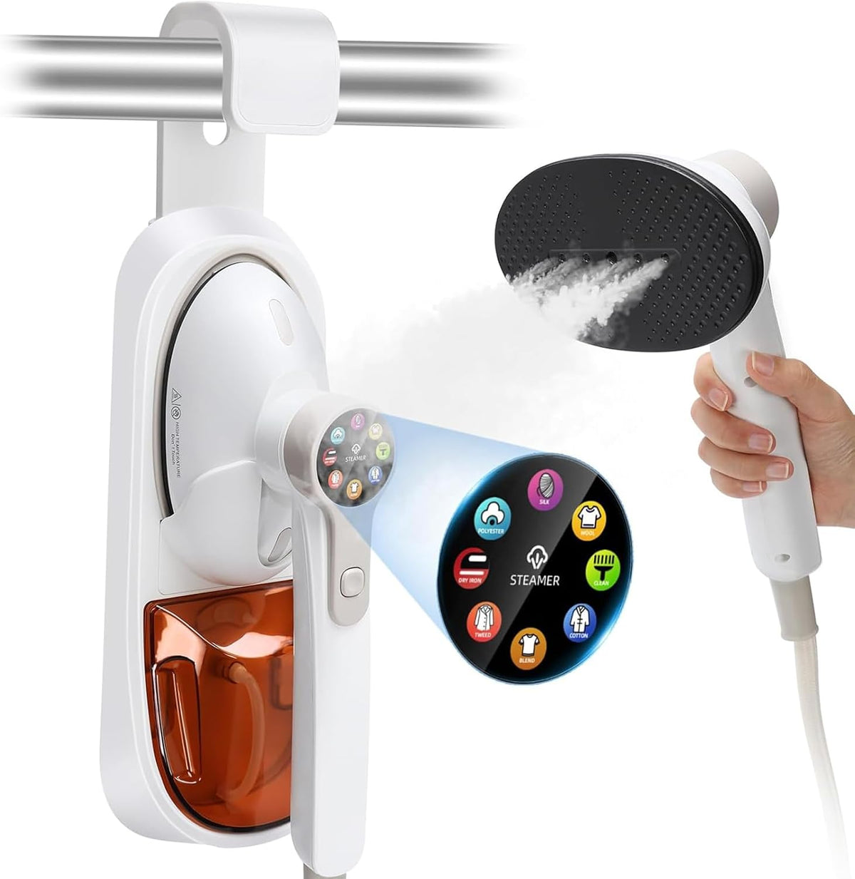 zenggp, Vaporiere elettriche, 1500 W, 400 ml, Nero, spegnimento automatico, 2 in 1