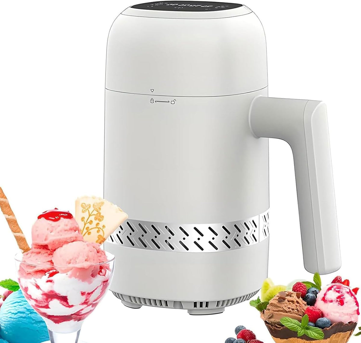 Gelatiera, 300 ml, 24,5 cm, 9,7 pollici, Nero, alluminio, illuminazione LED