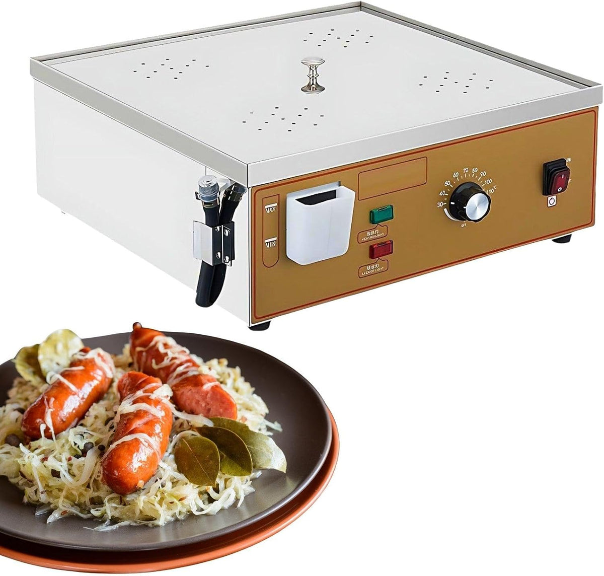 HalksuyNa, Vaporiere elettriche, 54×52×23 cm, 3000 W, 110°C, Nero, acciaio inox