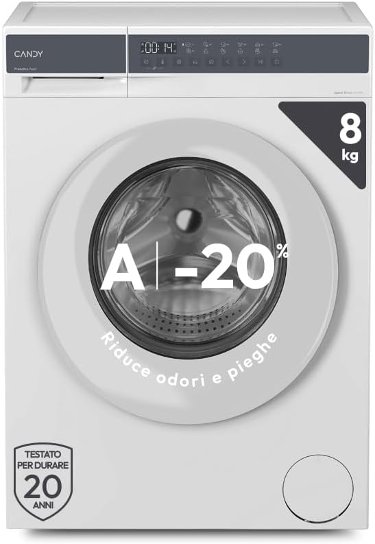 CANDY, Lavatrice, A-20, 8 Kg, 72 dB, Bianco, motore inverter