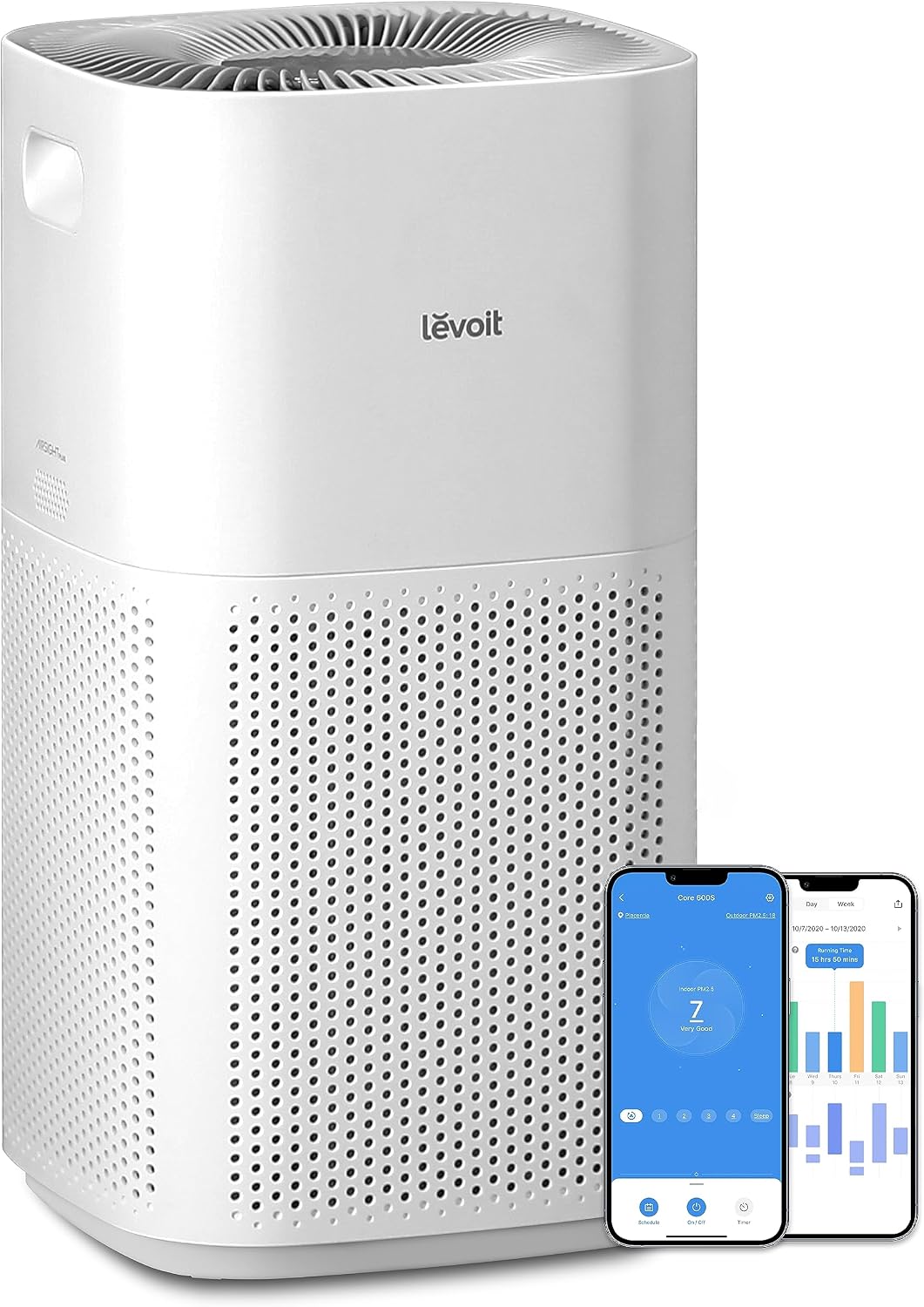 Levoit, Purificatore d'aria, 697 m³/h, 147 m, 49 W, Bianco, timer, filtro HEPA