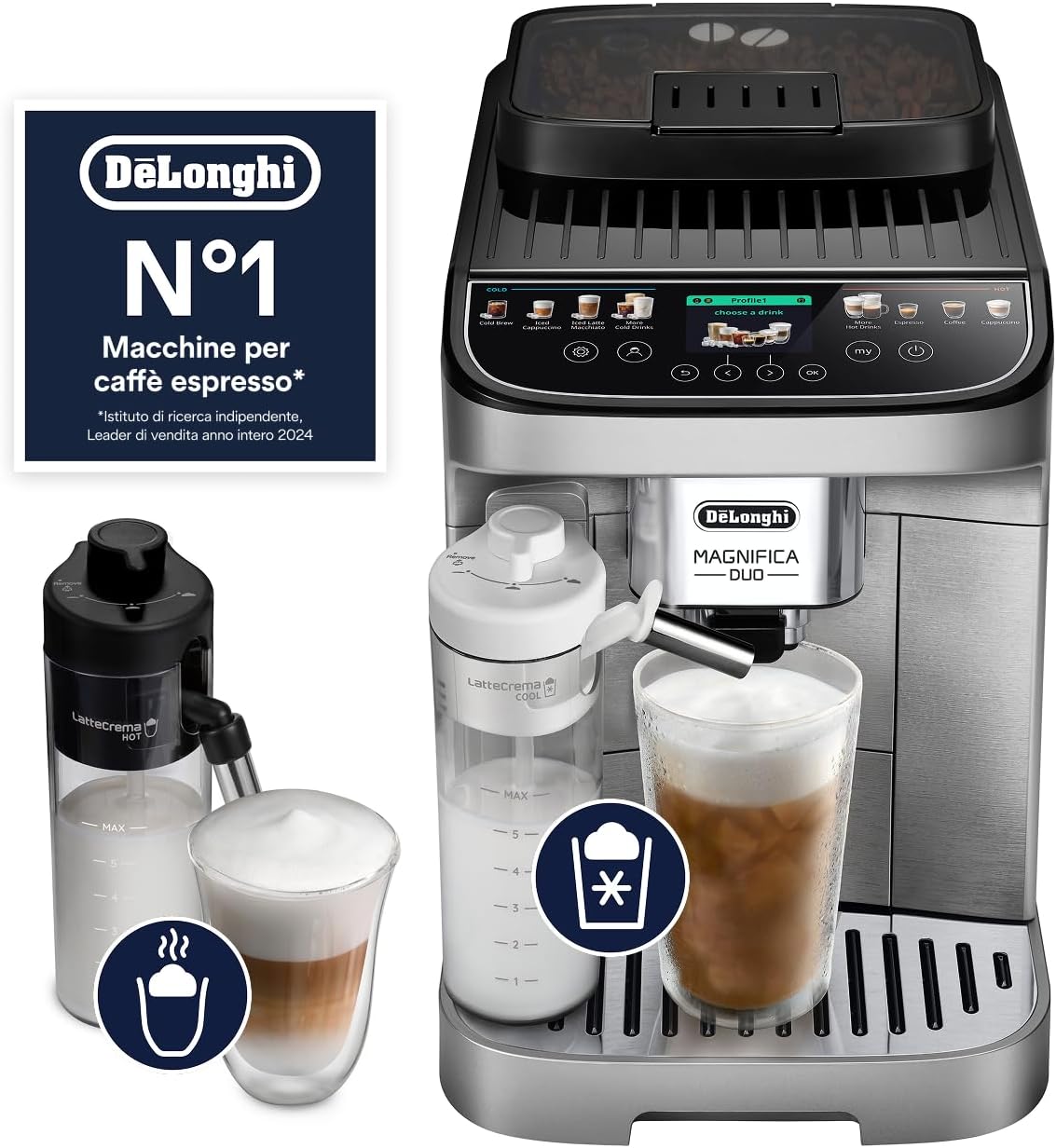 De'Longhi, Macchina da caffè automatica, ECAM332.80.SXB, Nero