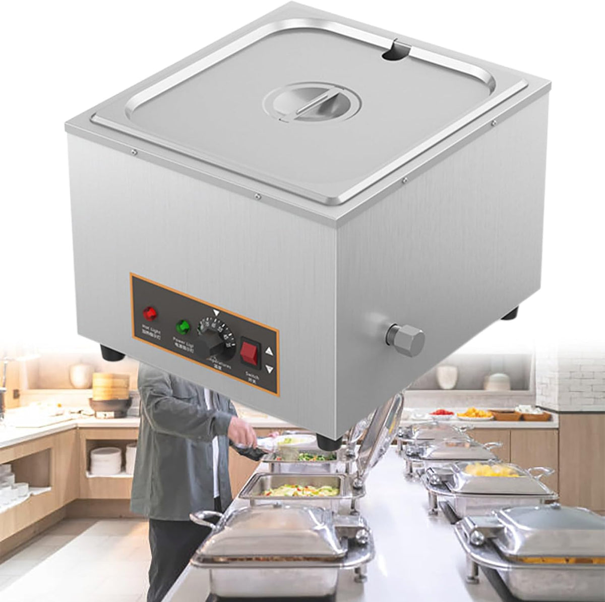 Tavolo, GESAIDES, 12 L, 1000 W, 385x353x292 mm, Argento, acciaio inox