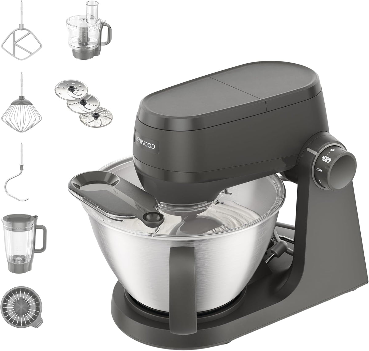 Kenwood, Impastatrice planetaria, KHC30.050GY, 1.7 kg, 4,3 L, 1000 W, Grigio
