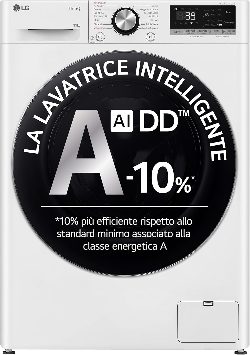 LG, Lavatrice, F4R7011TSWC, 11 kg, Bianco, Wi-Fi