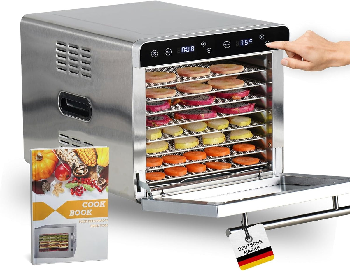 Sommertal, Essiccatori per alimenti, 35 °C, 28 x 30 cm, 6720 cm, Argento, acciaio inox, illuminazione LED, timer