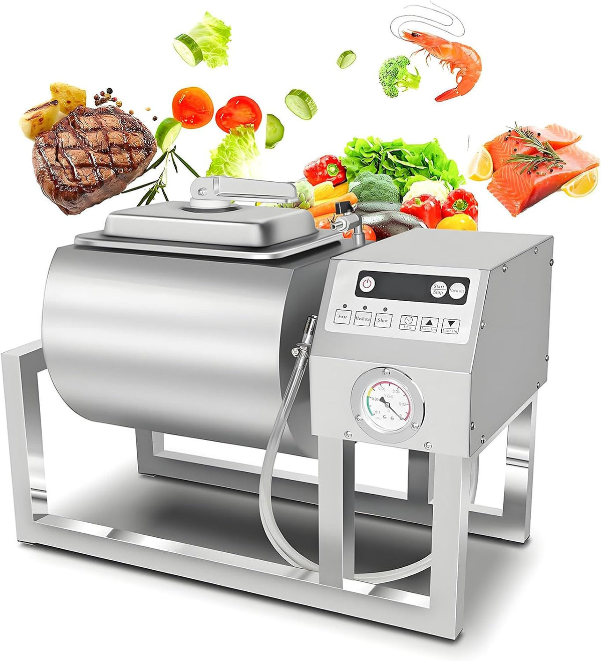Macchine sottovuoto per alimenti, 18 L, 33 × 30 × 25 cm, 0.45 kW, Argento, acciaio inox